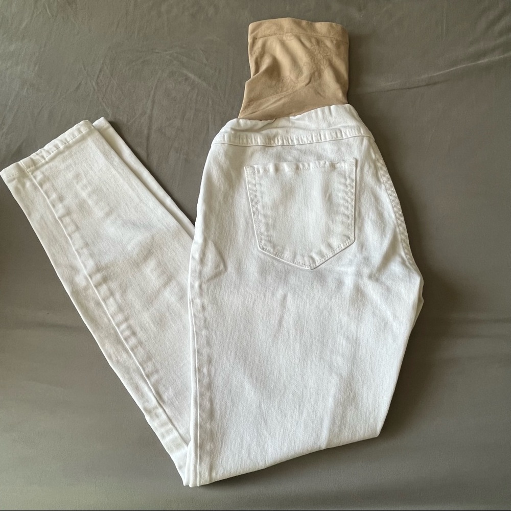 Jessica Simpson Maternity White Skinny Jeans High Waist Stretch Belly Size PS